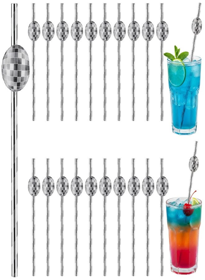 Guduling 60 Pcs Disco Ball Straws, Fever Retro Disco Straws, Silver Paper Straws for Crafts, 70s Party Decorations Baby Shower Birthday Supplies 7.68 X 1.30 In - Image 1